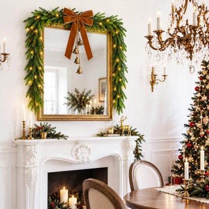 Fayoo 3.9ft Norfolk Pine Christmas Mirror Garland with Lights - Brown Variation