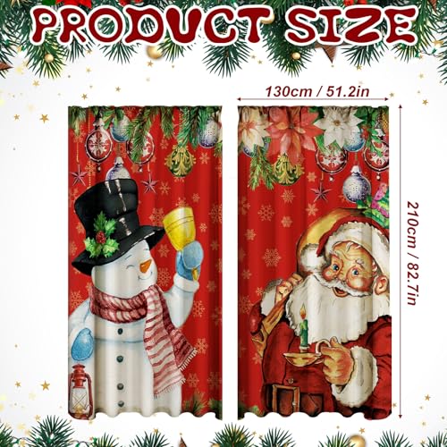 Christmas Curtains Set 2 Pieces Snowman Santa Claus Holiday Window Decor - Variation of THIS listing