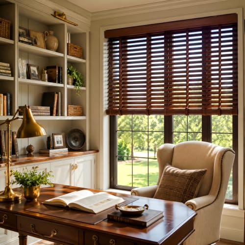 Custom Size Solid Wood Blinds for Indoor Windows - Black-5310