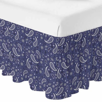 King Size Navy Blue Adjustable Elastic Bed Skirt - 16 Inch Drop, Wrap Around Dust Ruffle