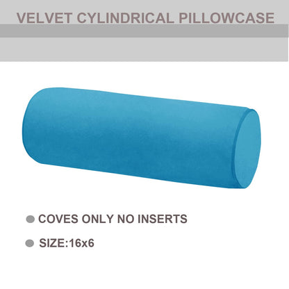 Neck Roll Pillowcases Velvet Cylindrical Pillow Covers 16"x6" with Hidden Zipper for House Home Decor Neck Roll Pillow Cervical Neck Roll Memory Pillow Cylinder Round Cushion (Lake Blue, 16x6)