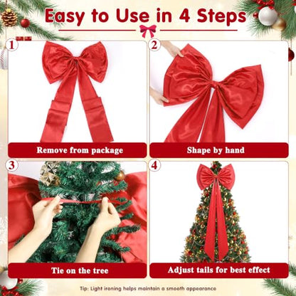 Red Extra Large Christmas Tree Topper Bow 31x79 Inches - Holiday Decor (Variation of THIS listing: Red / 2)