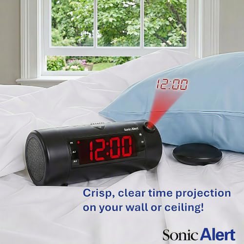 Bluetooth Projection Alarm Clock with Bed Shaker - Black / 2
