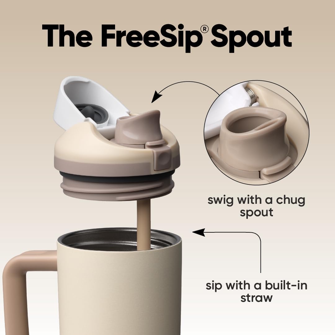 Owala FreeSip Tumbler - 30-Oz. Stainless Steel - Tan (Lightly Toasted) | Insulated Design