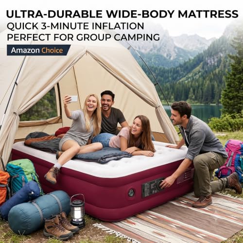 Queen Air Mattress with Built-In Pump, 800 Lbs Capacity, Portable Bed