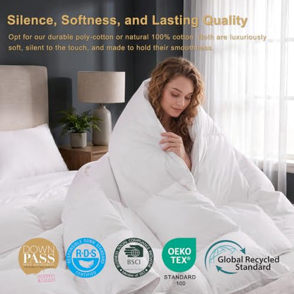 White King Goose Feather and Down Comforter Duvet Insert - 80% Goose Feather, 15% Down, 5% Fiber, 106" x 90"