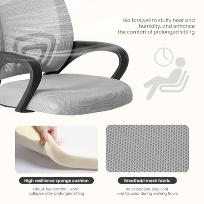 DUMOS Ergonomic Office Chair Grey 2 Pack - Mid-Back Lumbar Support