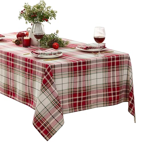 Newbridge Sully Red Plaid Christmas Tablecloth 52x52 Inch Square