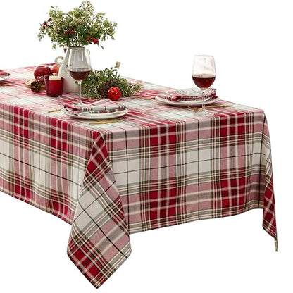 Newbridge Sully Red Plaid Christmas Tablecloth 52x52 Inch Square