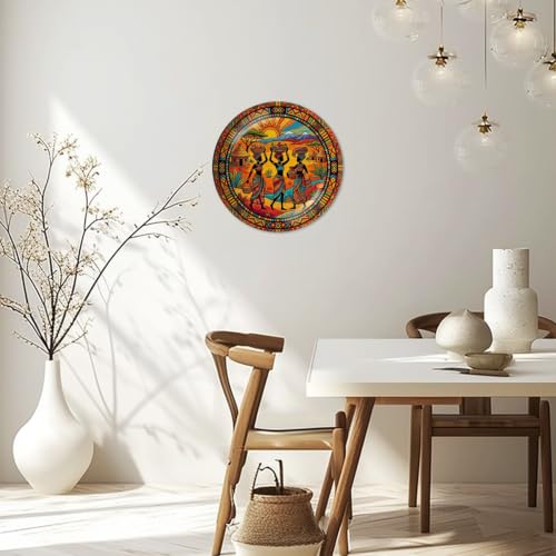 10-Inch Ceramic Decorative Plate with Stand & Wall Hook - African Style, Color7