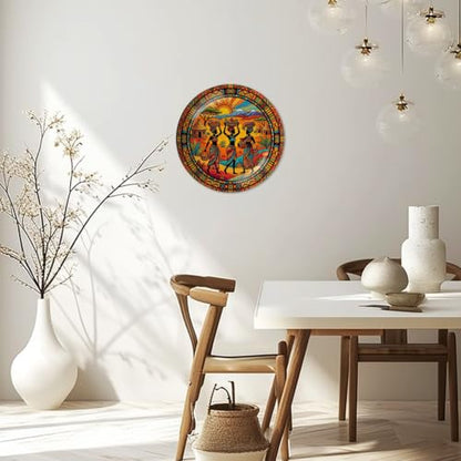 10-Inch Ceramic Decorative Plate with Stand & Wall Hook - African Style, Color7