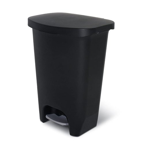 Glad 13 Gallon Trash Can - Odor-Proof Kitchen Waste Bin with Step-On Pedal & Bag Rings | Black