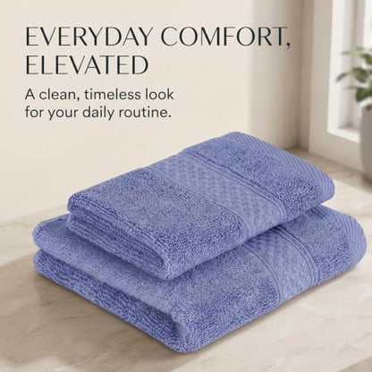 Purple Cotton Hand Towel Set 2 Pieces Soft Absorbent Quick Dry