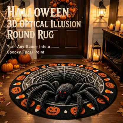 Halloween Optical Illusion Skeleton Vortex Rug 4'7" Round - Cheuinr