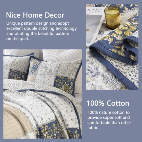 White Cotton Plaid Quilt Set King Size Bedspread with Shams - Vintage Rustic Bedding