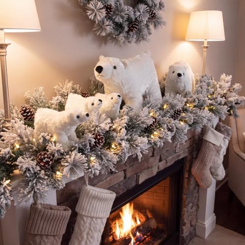 Christmas Polar Bear Ornaments Set - 3 Sizes, White Holiday Decorations (Variation: Cute / 10.63" x 17.72", 7.87" x 13.78", 5.12" x 7.87")