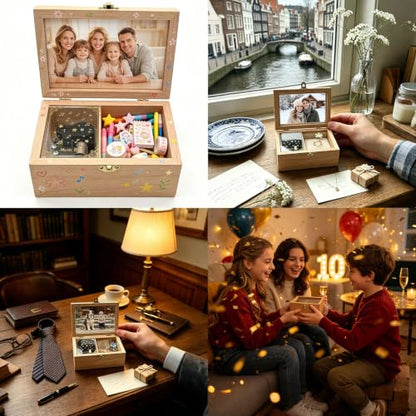 DIY Wooden Photo Frame Music Box with Edelweiss Variation - Handcrafted Gift