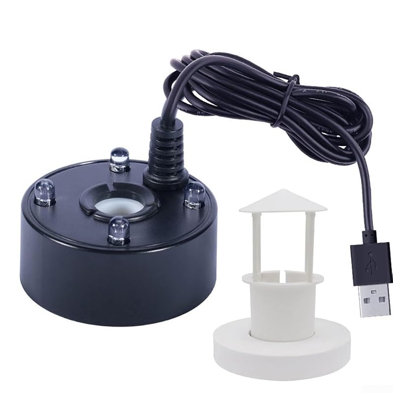 Fog Machine for Water Features with 4 LEDs, 300ml/h Mist – Black (Variation: Black)
