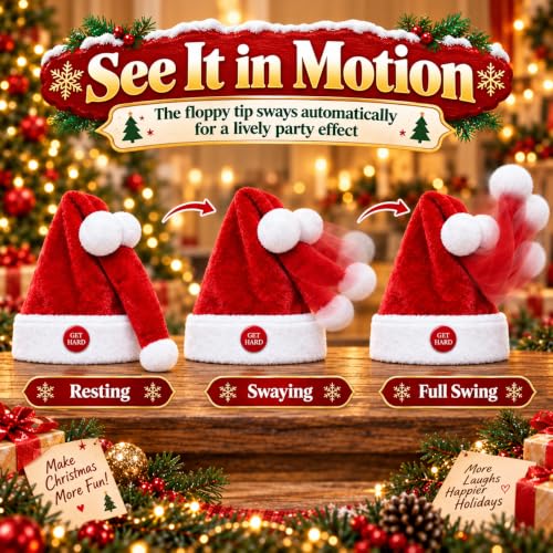 Animated Naughty Santa Hat - Funny Moving Christmas Party Hat - Variation A