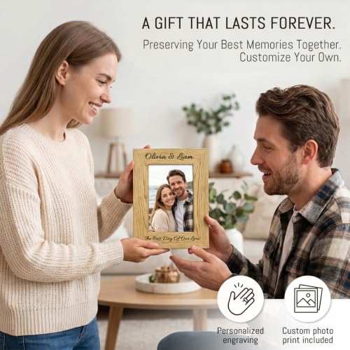 Children Personalized Engraved Wood Photo Frame 4x6 or 5x7 Custom Text & Picture