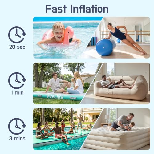 600W Electric Air Pump for Inflatables - Black, AC Inflator Deflator for Pool Floats
