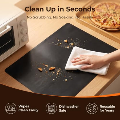 Reusable Oven Liners for Bottom of Oven - 17x25 Inch Non-Stick Mat Pack of 2