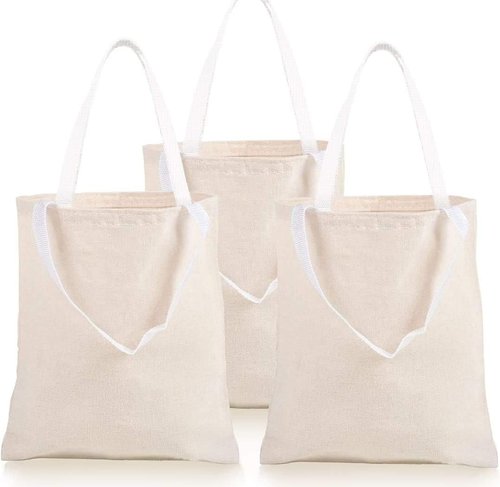 GiftExpress 12-Pack Natural Color Canvas Tote Bags - 13” x 11” | Perfect for DIY Crafts & Groceries