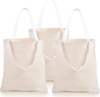 GiftExpress 12-Pack Natural Color Canvas Tote Bags - 13” x 11” | Perfect for DIY Crafts & Groceries
