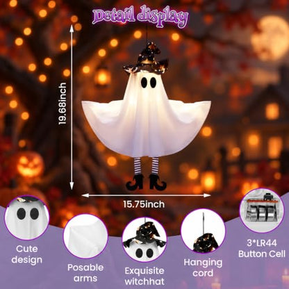 Halloween Ghost Decorations Outdoor Indoor Warm Light Pack with DIY Arms