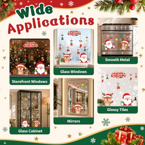71 PCS Christmas Window Clings for Glass Snowflakes & Holiday Decor