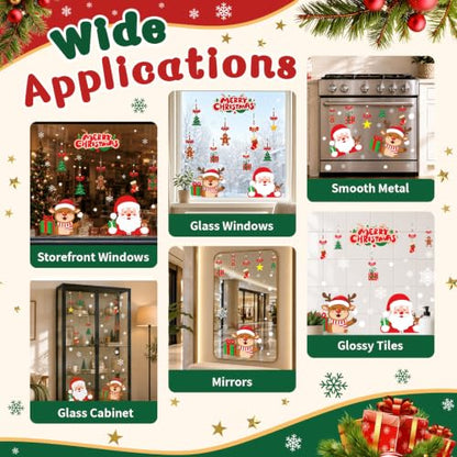 71 PCS Christmas Window Clings for Glass Snowflakes & Holiday Decor