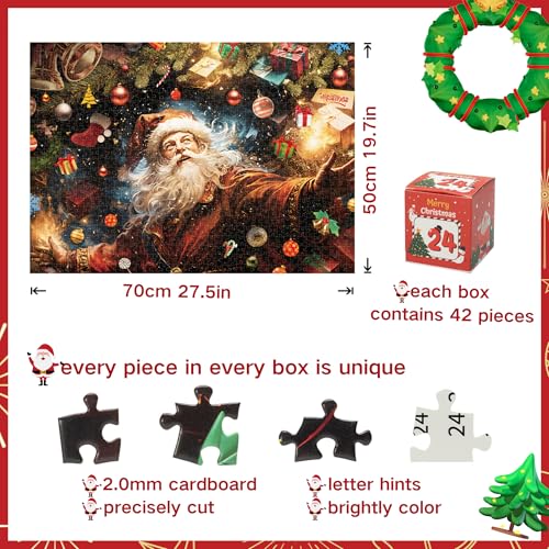 Christmas Jigsaw Puzzle Advent Calendar 2026 - 1008 Pieces with Santa Theme, Holiday Countdown Gift for Families & Adults
