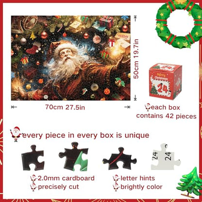 Christmas Jigsaw Puzzle Advent Calendar 2026 - 1008 Pieces with Santa Theme, Holiday Countdown Gift for Families & Adults