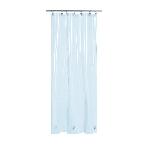 Barossa Design Clear Blue Stall Shower Curtain Liner with 3 Magnets - 36" x 72" Waterproof PEVA Plastic Narrow Shower Liner Lightweight for Small Bathroom, Metal Grommets - Clear Blue