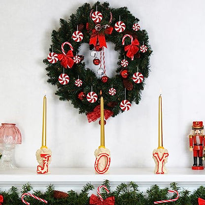 Christmas Candy Cane Ornaments Set - Red and White Holiday Tree Decorations
