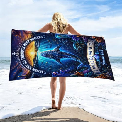 Whale Shark Ocean Beach Towel - Large 36x72 Inch Absorbent Quick-Dry Microfiber