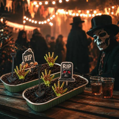Halloween Zombie Hands Cake Decorations Set of 36 | Tombstones & Cupcake Toppers