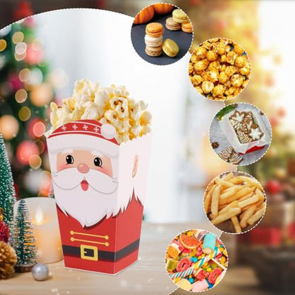 Christmas Popcorn Boxes 24 Pack - Snowman Reindeer Santa Treat Holders