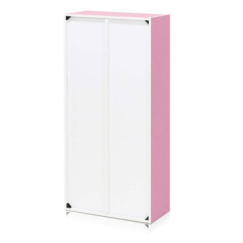 Furinno LUDER Book Shelf, 7-Cube Bookshelf, Bookcase with Open Shelves, 9.4 x 19.5 x 41.7, Easy Assembly, for Living Room, Bedroom, Home Office, White/Pink