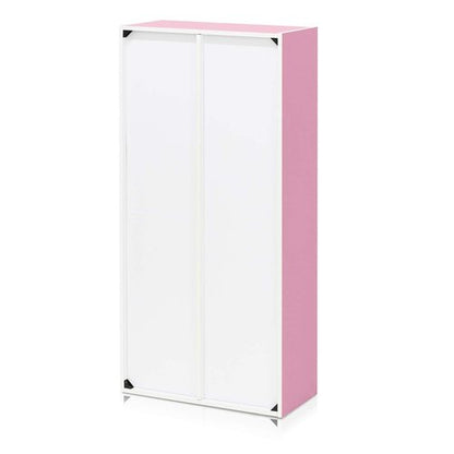 Furinno LUDER Book Shelf, 7-Cube Bookshelf, Bookcase with Open Shelves, 9.4 x 19.5 x 41.7, Easy Assembly, for Living Room, Bedroom, Home Office, White/Pink
