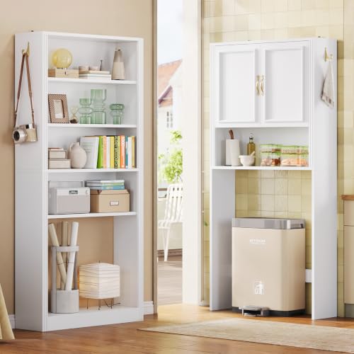 UPOSOJA White L-Shaped Modular Over Toilet Storage Cabinet - Bathroom Organizer