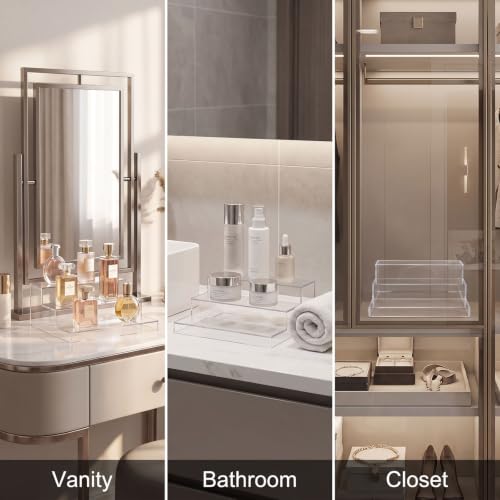Clear 3-Tier Perfume and Makeup Organizer Rack Set - 2 Pack