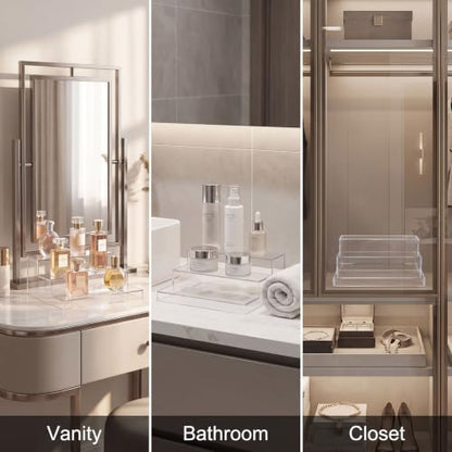 Clear 3-Tier Perfume and Makeup Organizer Rack Set - 2 Pack
