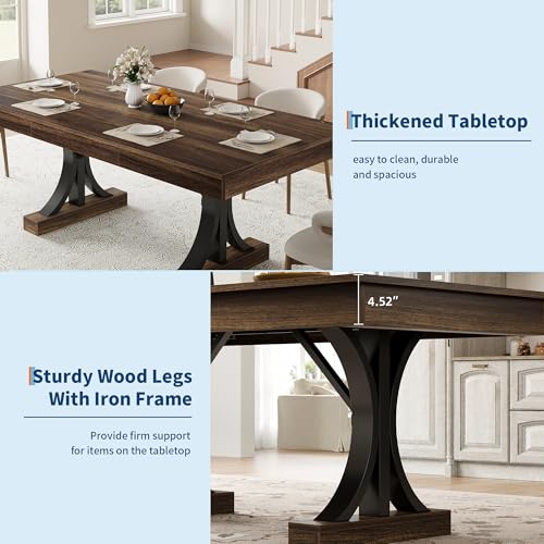 Farmhouse Dining Table for 4-6 - 63-Inch Rectangular Kitchen Table