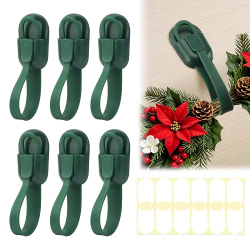 Green Christmas Garland Hangers for Mantle - 6 Pack