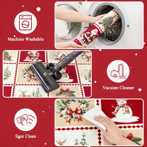 Christmas Red Non Slip Washable Runner Rug 2x6 ft - Holiday Home Decor