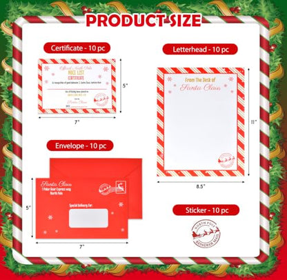 Christmas Letters from Santa Kit with Certificates & Envelopes - 10 Sets