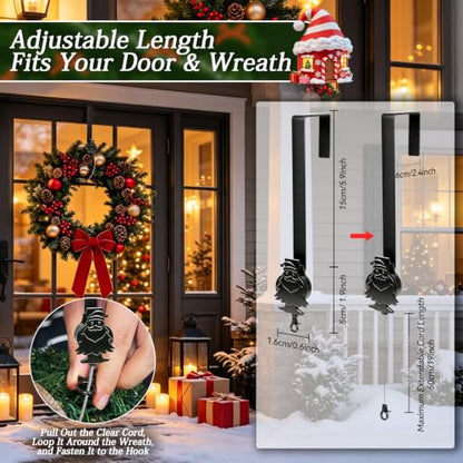 Adjustable Front Door Wreath Hanger - Charcoal, Extendable from 7.8 to 26.8 Inches