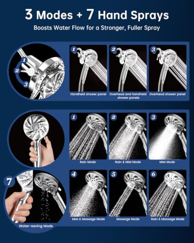 Filtered Shower Head with Handheld Combo, High Pressure & Magnetic Docking