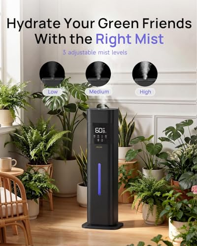 Large Room Humidifier 8L/2.1Gal with Night Light & Aroma Tray - Black